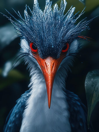 Close-up portrait of a red-necked stork bird.の素材
