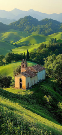 Church in Tuscany, Val d'Orcia, Italyの素材