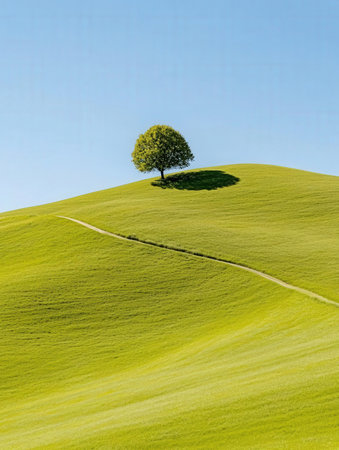 Lonely tree on a hillside in Tuscany, Italyの素材