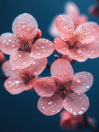 cherry blossom with water drops, close up, soft focusの素材