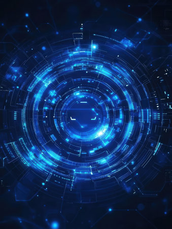 Abstract technology background, vector illustration. Futuristic backdrop with circles.の素材