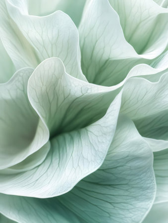 close up of green hydrangea petals, macro shotの素材