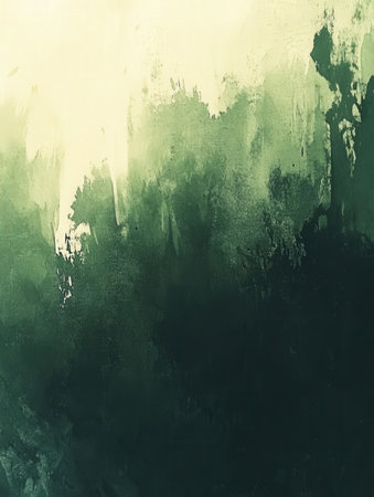 abstract green background texture with grunge brush strokes and paint stainsの素材