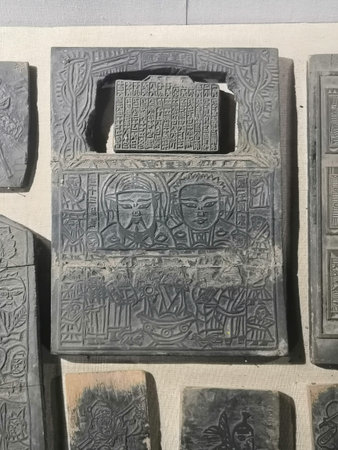 Ancient hieroglyphs, closeup of photo