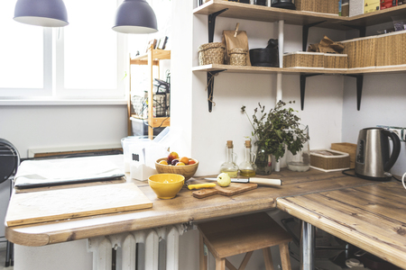 the interior of a cozy kitchen.の写真素材