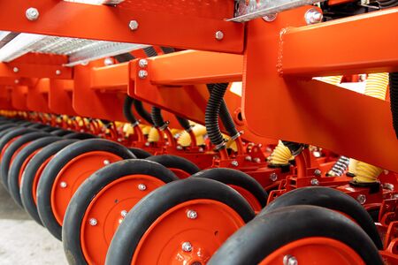 Agrarian technique. Close-up of parts of machine mechanismsの写真素材