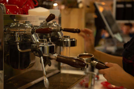 female Barista Cafe Making Coffee Preparation Service Conceptの写真素材