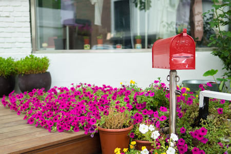 mail box in gardenのeditorial素材