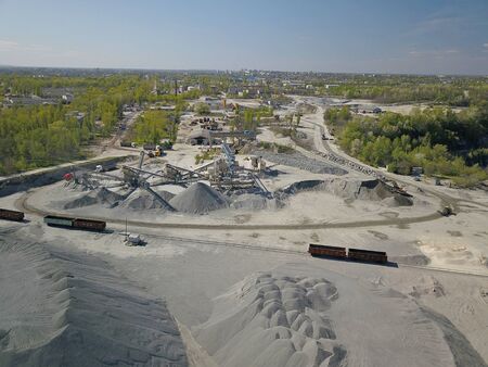 Extraction, washing, sorting and distraction of river gravel. Mining industry. Technology of...