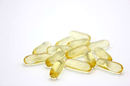 omega3 oil pearl on white backgroundの写真素材