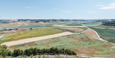 Landscape with vineyards. View from the castle of PeÃ±afiel, Valladolid.の写真素材