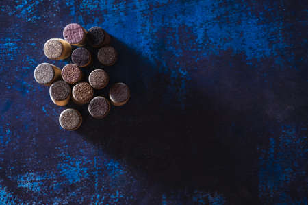 Still life of used wine corks with copy space. Concept for wine cellars, cateringの写真素材