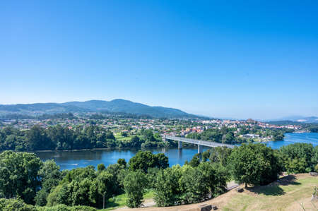 View of Tui, Spain from Valenca, Portugal. Bridge.の写真素材
