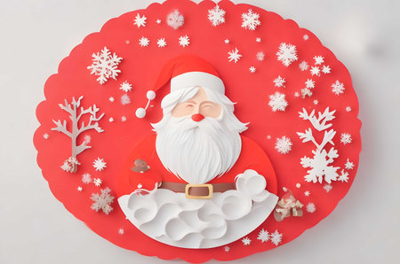 christmas santa claus paper art style ai generated backgroundの素材