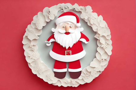 christmas santa claus paper art style ai generated backgroundの素材