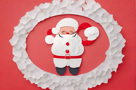 christmas santa claus paper art style ai generated backgroundの素材