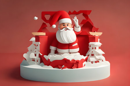 christmas santa claus on a podium ai generated backgroundの素材