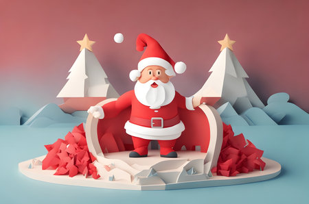 christmas santa claus on a podium ai generated backgroundの素材