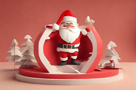 christmas santa claus on a podium ai generated backgroundの素材