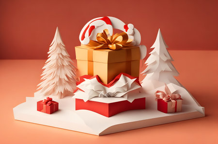 christmas tree with gifts ai generated backgroundの素材
