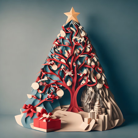 christmas tree with gifts ai generated backgroundの素材