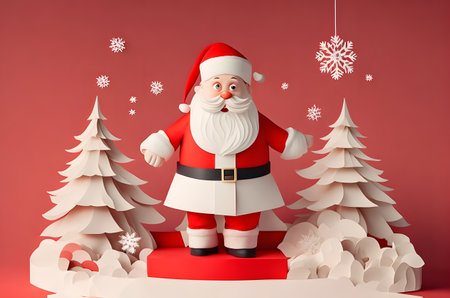 christmas santa claus on a podium ai generated backgroundの素材
