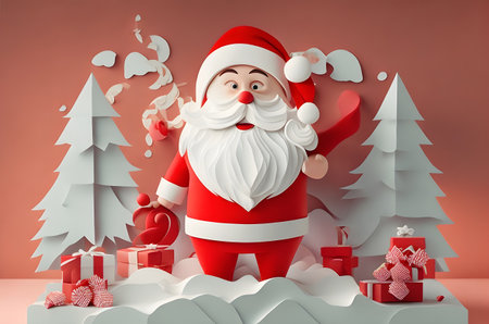 christmas santa claus on a podium ai generated backgroundの素材