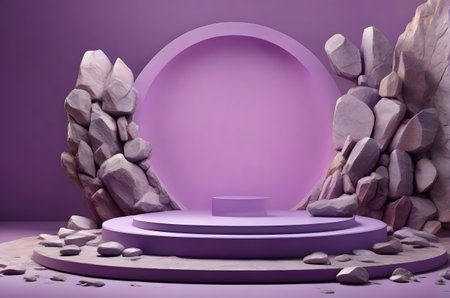 purple rock podium for product ai generated backgroundの素材