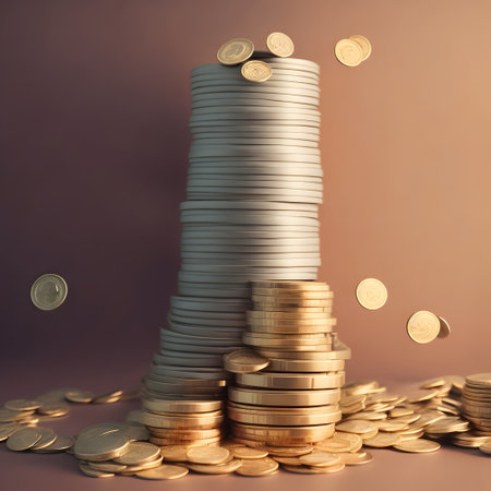 stack of coins with explotion of coins ai generated backgroundの素材