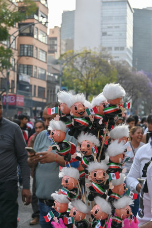CuauhtÃ©moc, CDMX, MÃ©xico - 03 01 2024 marcha politica por morena en centro de ciudad de mexicoのeditorial素材