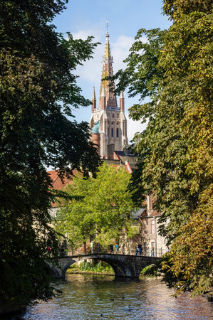 Canal view in Bruges, Belgiumの写真素材