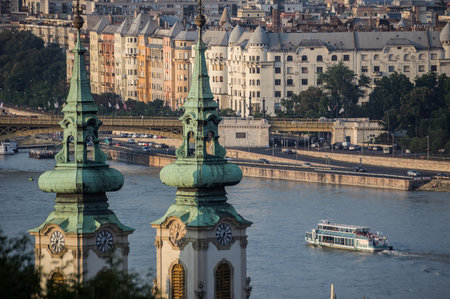 View of Budapest over the Danube, Hungaryの写真素材