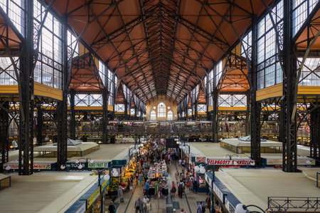 Interior of the Central Market Hall in Budapest, Hungaryの写真素材