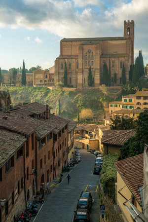 Basilica Cateriniana San Domenico in Siena, Italyの写真素材