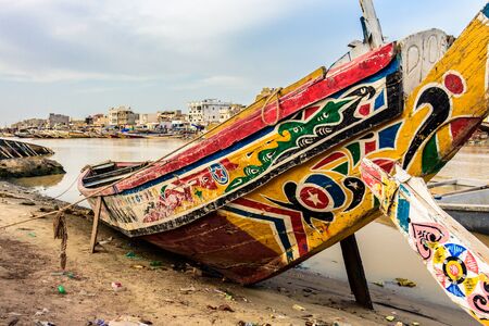 Barge stuck in the sandの写真素材
