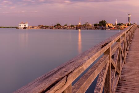 Gentle sunset on the island of Fadiouthの写真素材
