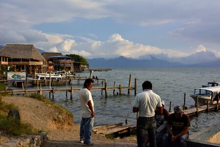 Corners of the town of Panajachel, on the coast of Lake Atitlan, in Guatemalaの写真素材