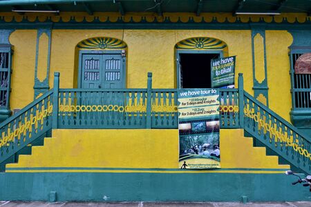 Corners of the city of Flores, on Lake Peten Itza, in Guatemalaの写真素材