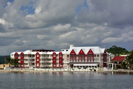 Corners of the city of Flores, on Lake Peten Itza, in the center of Guatemalaの写真素材