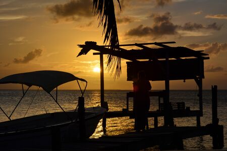 Corners and locations of Caye Caulker, in the Caribbean Sea of Belize
