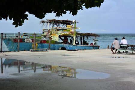 Corners and locations of Caye Caulker, in the Caribbean Sea of Belizeのeditorial素材