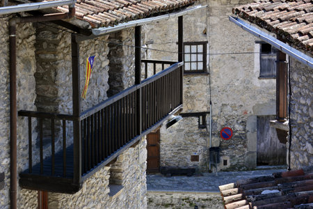 Corners and locations of the tourist town of Beget, in the ripolles region, in the northeast of Cataloniaの写真素材