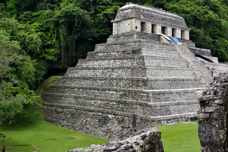 Landscapes and locations of the Mayan ruins of Palenque, in the state of Chiapas, in the southeast of Mexicoの写真素材
