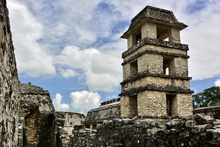 Landscapes and locations of the Mayan ruins of Palenque, in the state of Chiapas, in the southeast of Mexicoの写真素材