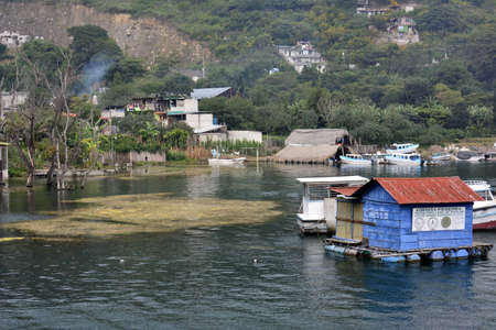 Landscapes and corners of the city of San Pedro La Laguna, on the shores of Lake AtitlÃ¡n, in southwestern Guatemalaの写真素材