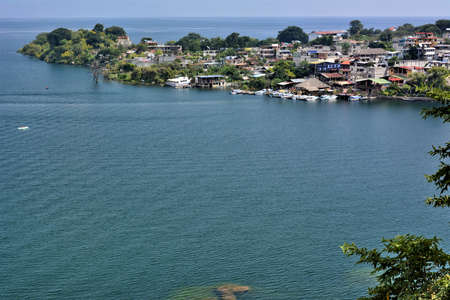 Landscapes and corners of the city of San Juan La Laguna, on the shores of Lake AtitlÃ¡n, in southwestern Guatemalaの写真素材