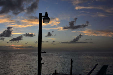 Landscapes and locations of the small coral island Caye Caulker, located in the Caribbean Sea, off the coast of Belizeの写真素材