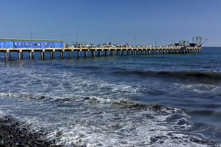 Landscapes and locations of the beach, and the boardwalk of the city of La Libertat, on the Pacific coast of central El Salvadorの写真素材