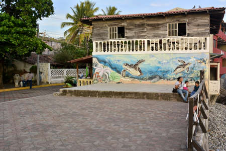 Landscapes and locations of the beach, and the boardwalk of the city of La Libertat, on the Pacific coast of central El Salvadorの写真素材