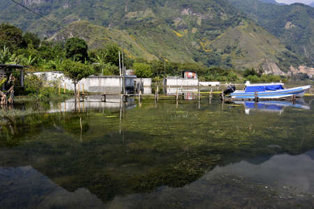 Landscapes and corners of the city of San Juan La Laguna, on the shores of Lake AtitlÃ¡n, in southwestern Guatemalaのeditorial素材